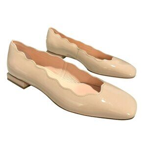 AGL Angie Tan Nude Wave Pump Scalloped Ballet Flat Shoes Size 38 US 8 NEW
